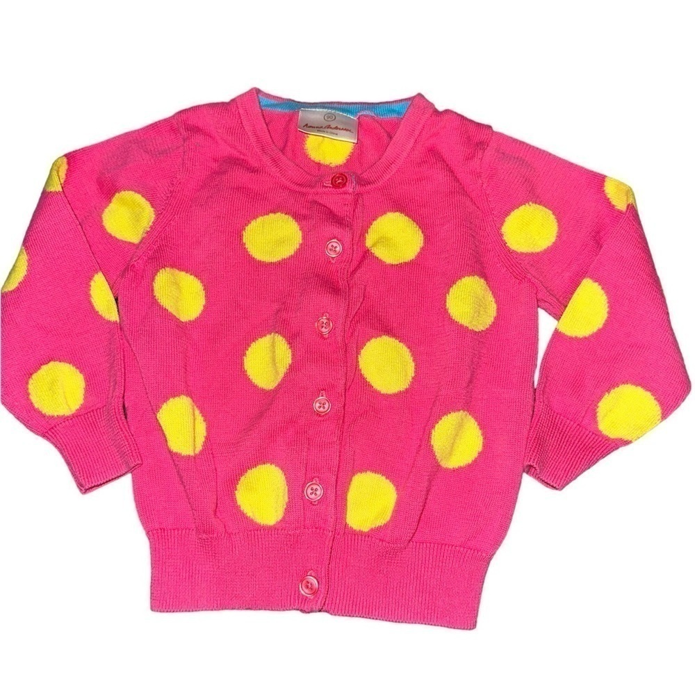 Hanna Andersson Pink & Yellow Polka-dot cardigan 90 3